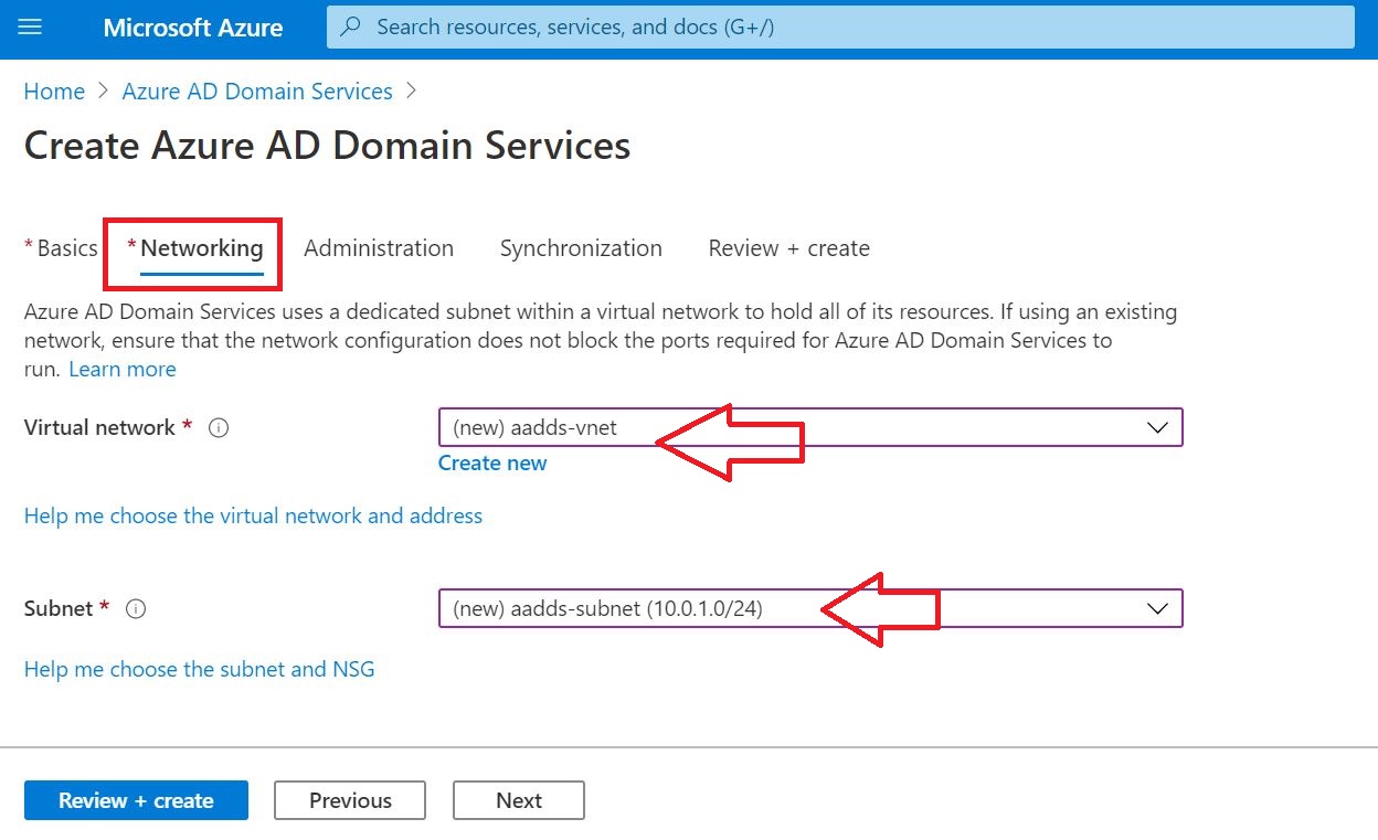 4 create AD DS networking