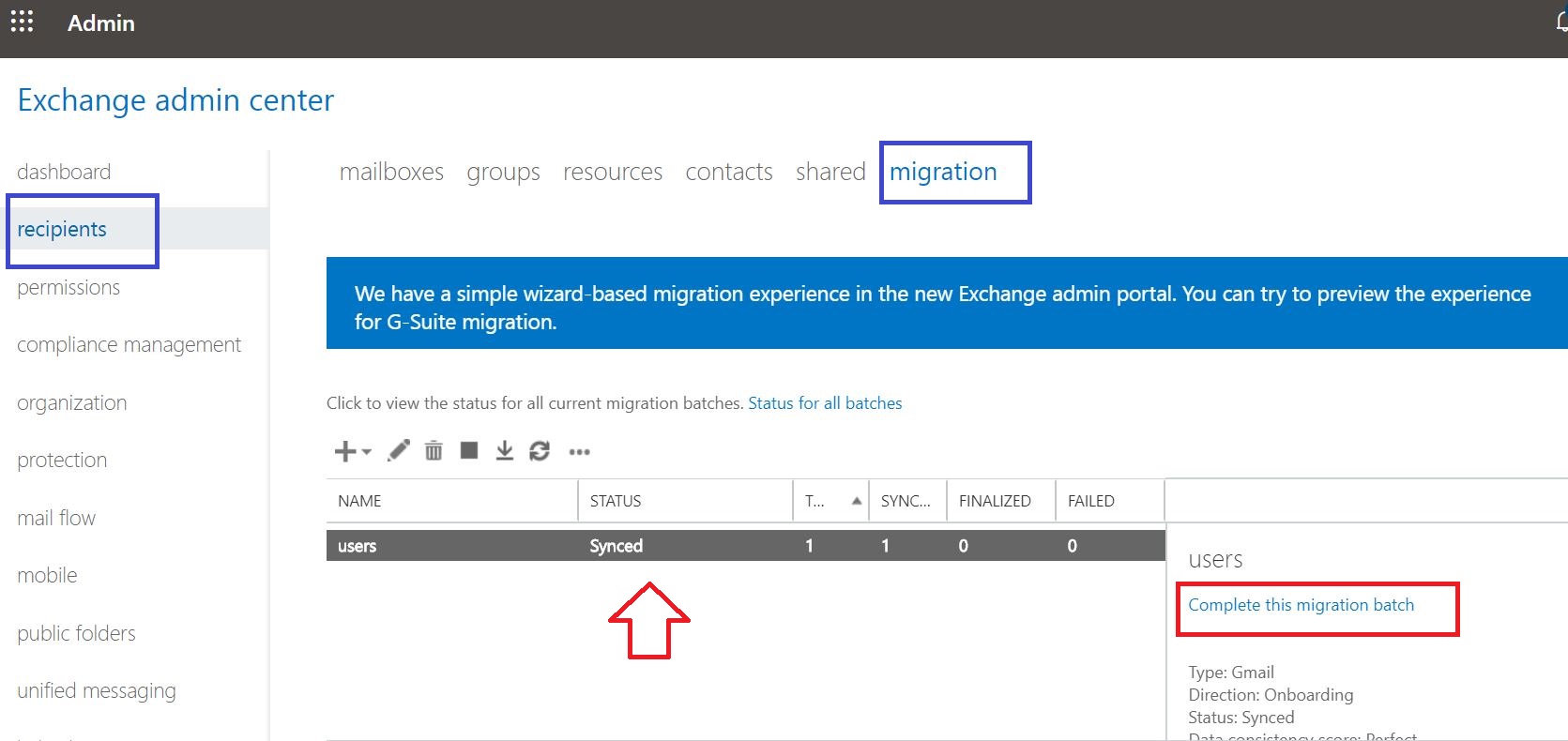 Provision users in Microsoft 365 8 complete the migration batch